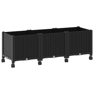 vidaXL Havekrukke med hjul Sort 120 x 40 x 44 cm PP