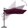 vidaXL Kantilever Roma Parasol med lås Rød og Sort 352 x 251 x 265 cm
