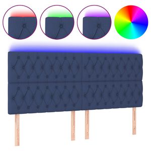 vidaXL sengegavl med LED-lys 180x7x118/128 cm stof bl&aring;