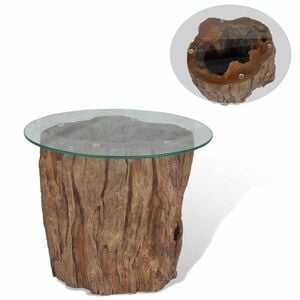 vidaXL sofabord 50x40 cm teaktr&aelig; glas