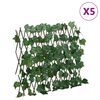 vidaXL espalier 5 stk. med kunstige vinblade 190x60 cm udvidelig gr&oslash;n