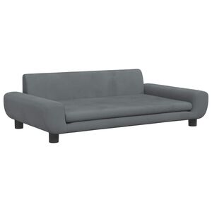 vidaXL sofa til b&oslash;rn 100x54x33 cm velour m&oslash;rkegr&aring;