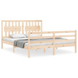 vidaXL sengeramme med sengegavl 160x200 cm massivt tr&aelig;