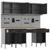 vidaXL Arbejdsbænk med skuffe 10 pcs Sort 200 x 55 x 200 cm Stål