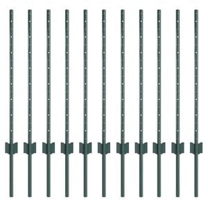vidaXL Einbetonierter Zaunpfosten 11 stk. Gr&oslash;n 120 cm
