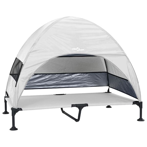 vidaXL Hævet hundeseng Sølvgrå 127 x 81 x 108 cm Stof og stål