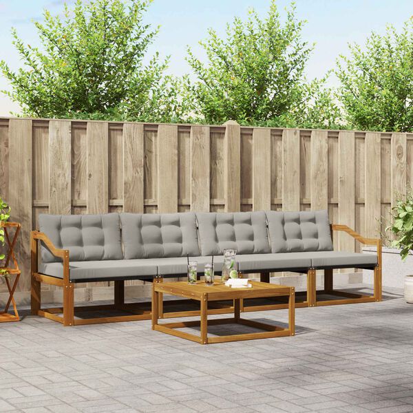 vidaXL Udend&oslash;rs sofagruppe med pude 5 pcs Naturlig og Lys Gr&aring;