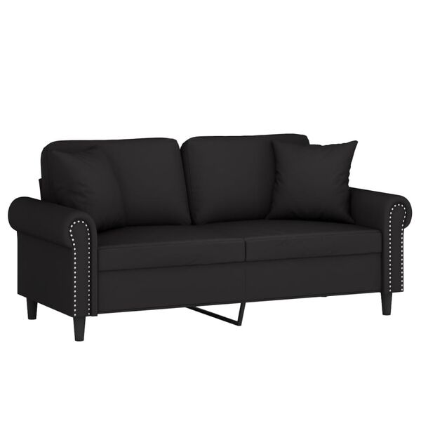 vidaXL 2-personers sofa med pyntepuder 140 cm velour sort
