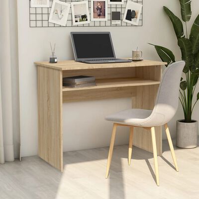 vidaXL skrivebord 90x50x74 cm konstrueret træ sonoma-eg