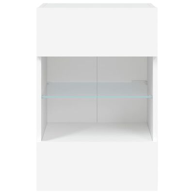 vidaXL væghængt tv-bord med LED-lys 40x30x60,5 cm hvid