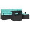 vidaXL Havesofa S&aelig;t 6 stk. Sort og Bl&aring; polyrattan