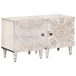 vidaXL Natskab 2 pcs Hvid 40 x 33,5 x 46 cm Massivt mangotr&aelig;