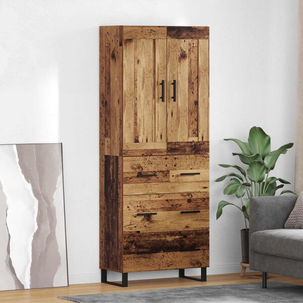 vidaXL Highboard Gammelt tr&aelig; 69,5 x 34 x 180 cm Konstrueret tr&aelig;
