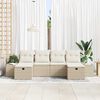 vidaXL Havesofa S&aelig;t med pude 6 pcs Beige polyrattan