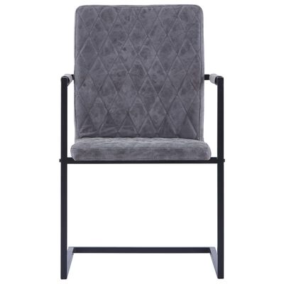 vidaXL spisebordsstole med cantilever 2 stk. kunstlæder mørkegrå