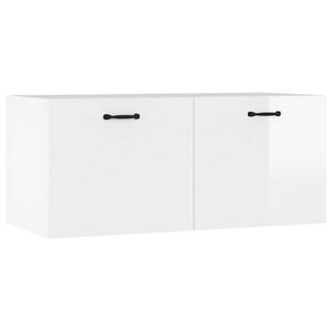 vidaXL v&aelig;gskab 80x36,5x35 cm konstrueret tr&aelig; hvid h&oslash;jglans