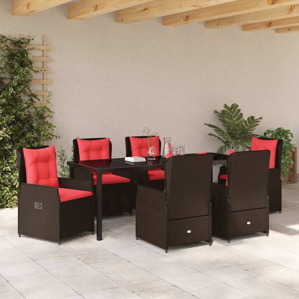 vidaXL Have Spisebordss&aelig;t 7 pcs Brun Poly rattan