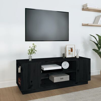 vidaXL tv-bord 110x35x40,5 cm massivt fyrretræ sort