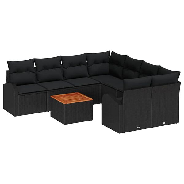 vidaXL Havesofa Sæt 9 pcs Sort