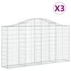 vidaXL buede gabionkurve 3 stk. 200x30x100/120 cm galvaniseret jern