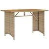 vidaXL havebord med tr&aelig;plade 110x68x70 cm polyrattan beige