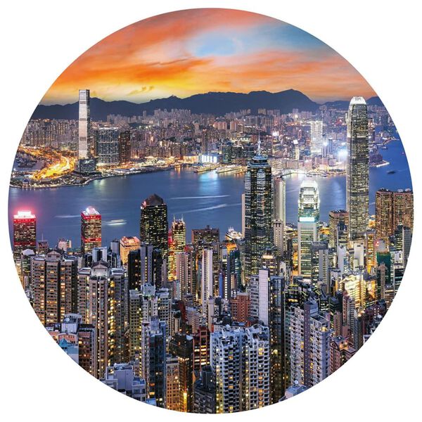 WallArt tapetcirkel Skyline by Night 190 cm