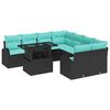 vidaXL Havesofa S&aelig;t 9 stk. Sort Poly Rattan