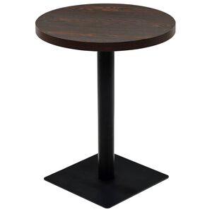 vidaXL bistrobord MDF og st&aring;l rund 60 x 75 cm m&oslash;rk aske