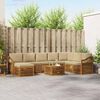 vidaXL Sektionalsofa s&aelig;t 9 pcs Naturlig og Beige Massivt Akacietr&aelig;