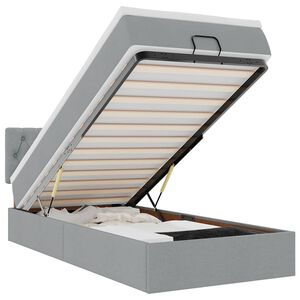 vidaXL ottoman seng med madras & LEDs 80x200 cm stof lysegr&aring;