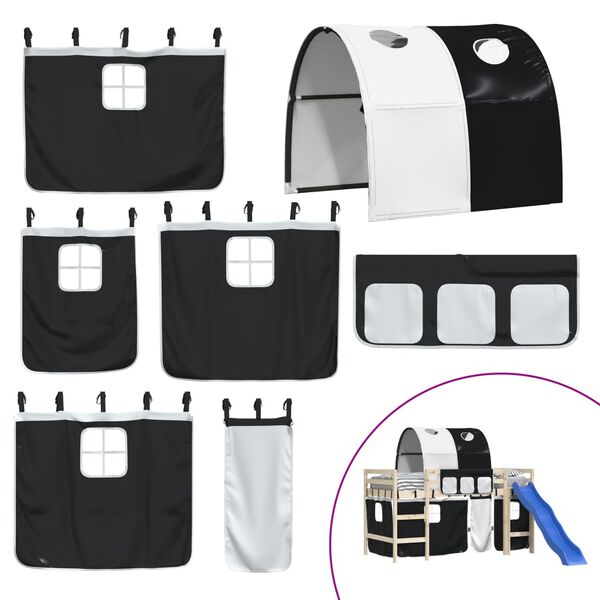 vidaXL gardiner med tunnel til h&oslash;jseng polyester hvid og sort