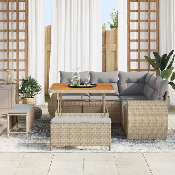 vidaXL Havesofa Sæt 8 pcs Beige polyrattan