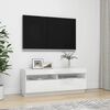 vidaXL tv-skab med LED-lys 100x35x40 cm hvid h&oslash;jglans