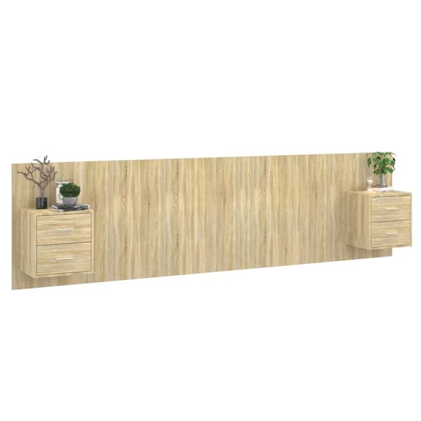 vidaXL sengegavl med opbevaring konstrueret træ sonoma-eg
