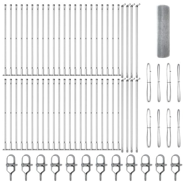 vidaXL Hegn med stolper Sølv 0.4 x 100 m Stål