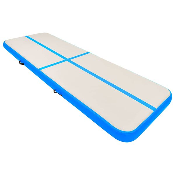 vidaXL oppustelig gymnastikmåtte med pumpe 300x100x20 cm PVC blå