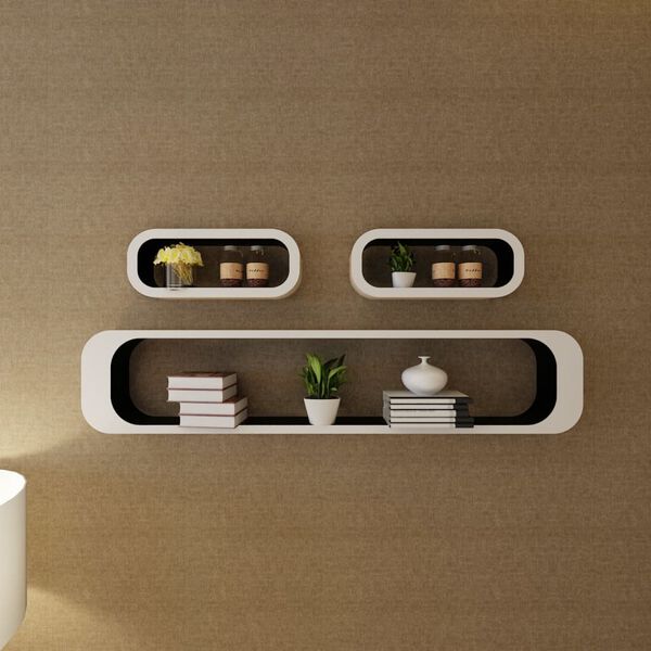 vidaXL kubeformede væghylder 6 stk. sort og hvid