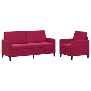vidaXL Sofa s&aelig;t med opbevaring 2 stk. Vinr&oslash;d Polyester