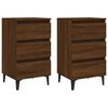 vidaXL sengeborde 2 stk. med metalben 40x35x69 cm brun egetr&aelig;sfarve