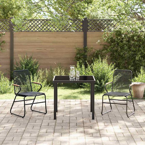 vidaXL Have Spisebordssæt 3 pcs Sort PVC rattan