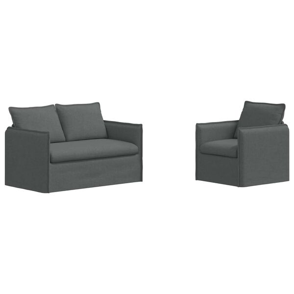 vidaXL Sofa S&aelig;t 2 pcs M&oslash;rkegr&aring; 136 x 82 x 85 cm Stof