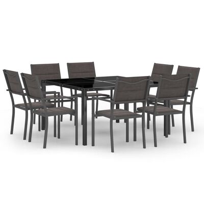 vidaXL udendørs spisebordssæt 9 dele stål