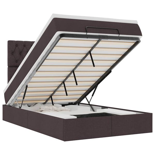 vidaXL osmannisk sengeramme med madras 120x200 cm stof m&oslash;rkebrun