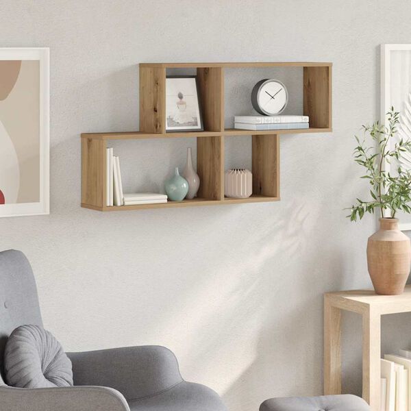 vidaXL væghylde 100x18x53 cm konstrueret træ kunsteg