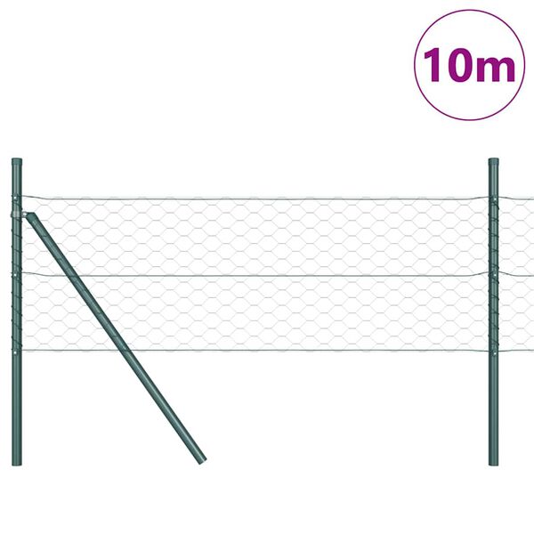 vidaXL Hegnsp&aelig;l Gr&oslash;n 10 x 0,8 m (50 mm mesh) St&aring;l og PVC