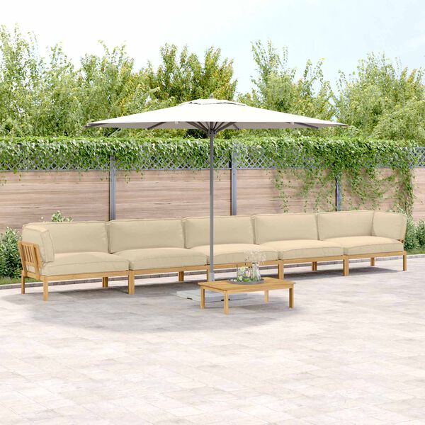 vidaXL Sofa S&aelig;t med pude Ensfarvet 6 pcs Beige Massivt Akacietr&aelig;