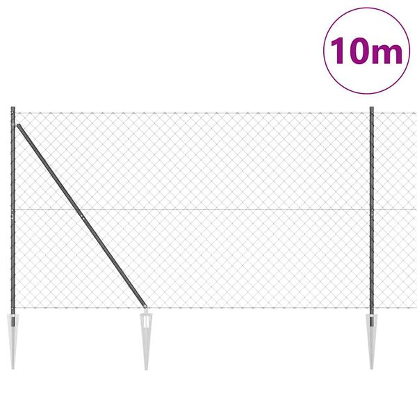 vidaXL Hegnspæl Grå 10 x 1,6 m (60 x 60 mm net) Stål og PVC