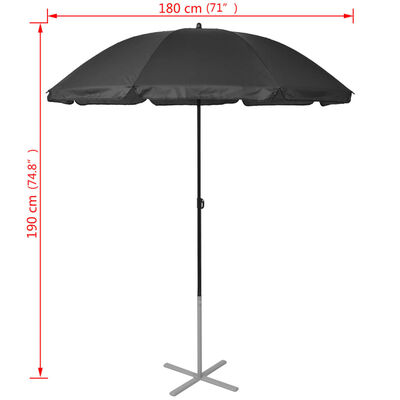 vidaXL liggestole med parasol aluminium sort