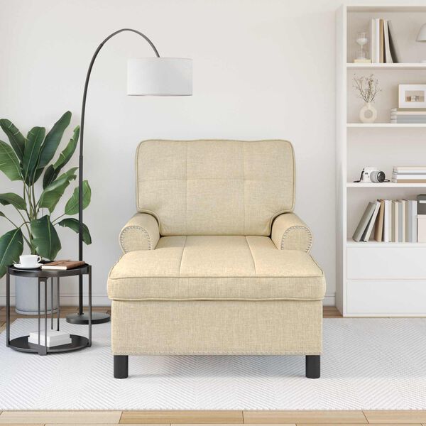 vidaXL Chaise Lounge med pude Creme 91 x 157 x 91 cm Stof