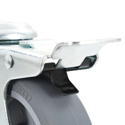 vidaXL drejehjul med bolthul og dobbelte bremser 4 stk. 100 mm